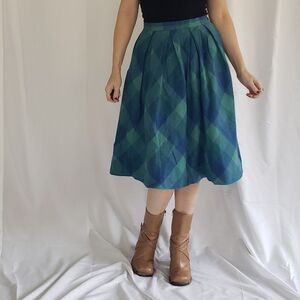 70s/80s Blue and‎ Green Plaid Skirt